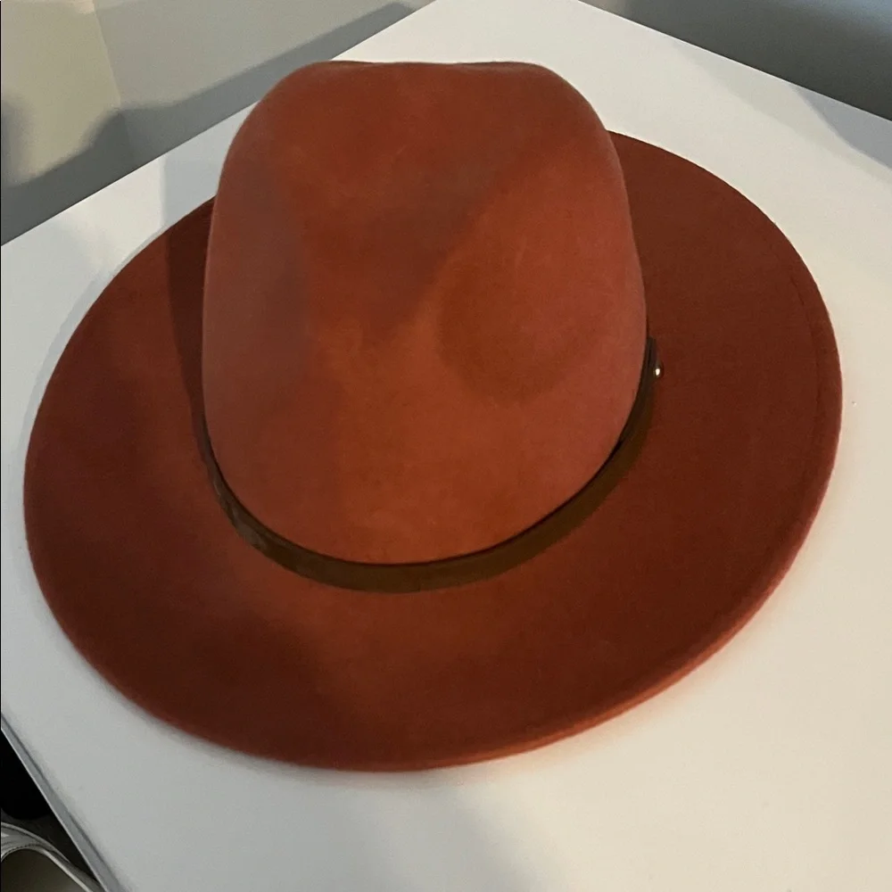 Altar'd State Terracotta Wide-Brim Fedora Hat. 100% Wool Minimalist Quite Luxury